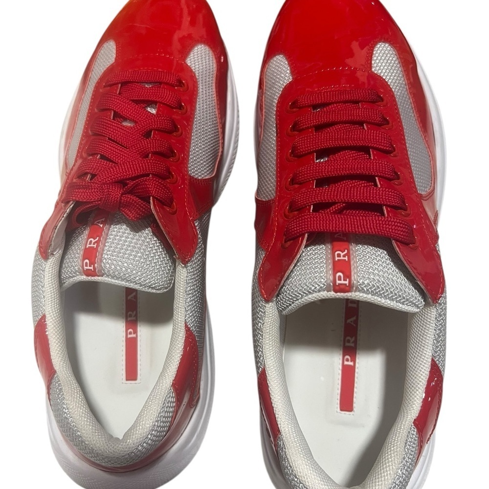 Prada Red and White Athletic SneakersSize EU 44 US 10-10.5 - Picture 10 of 15